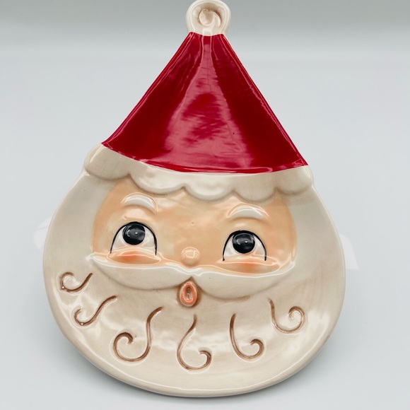 Johanna Parker Santa Claus Face Ceramic Trinket Plate Spoon Rest Christmas -NWT - Picture 4 of 4